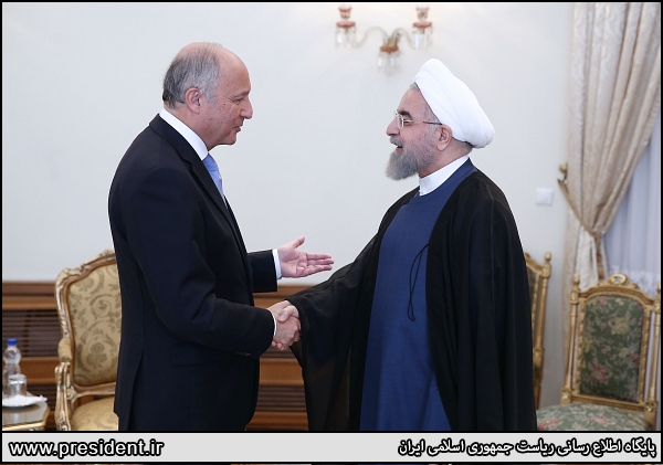 Laurent Fabius and Hassan Rouhani