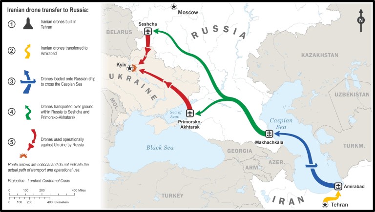 White House graphic of Iran's drone exports to Russia