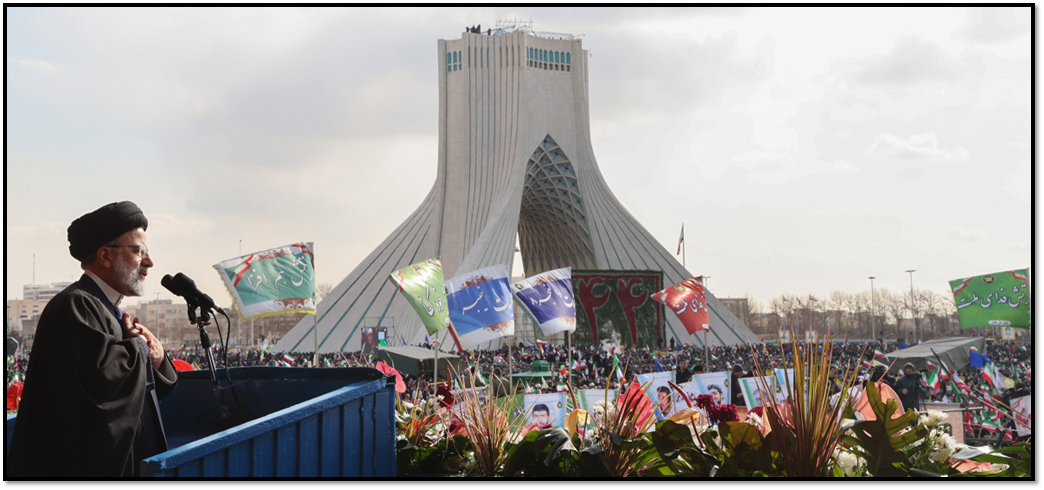 President Raisi at a rally in Tehran