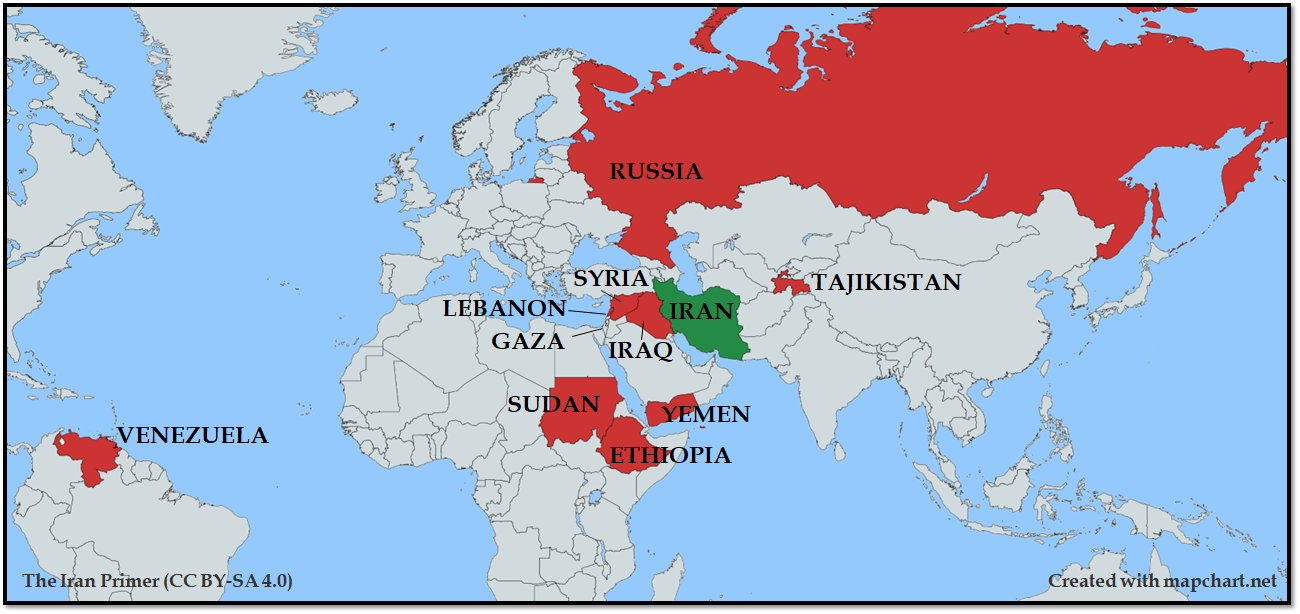 Export destinations of Iranian drones